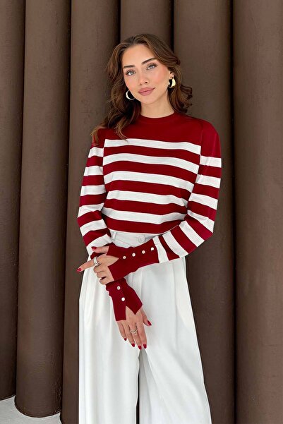 Melike Tatar تونيك تريكو قصير مخطط 70-2472