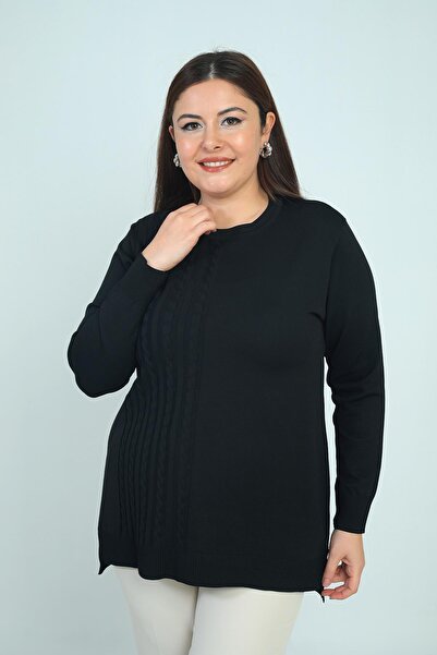 By Saygı بلوزة نسائية كبيرة الحجم من الليكرا بتصميم مضفر من جانب واحد