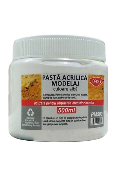 Daco Pastă de modelare acrilică, 500 ml, albă, pentru crearea de efecte de re...