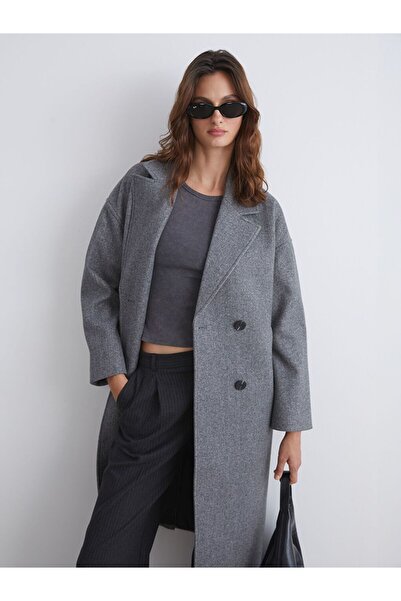 LC Waikiki Lcw Vision Double-Breasted Collar Women's Cashmere Coat