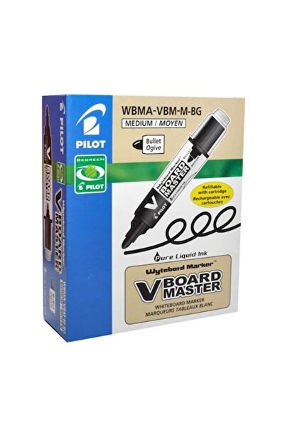 Pilot Set of 10 Vboard Black Markers for Magnetic Whiteboard