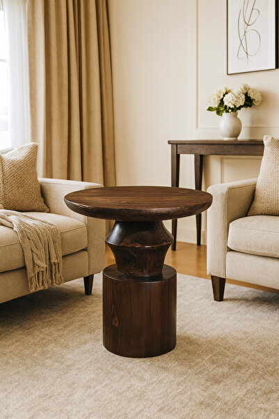 Simillo Home&Living Nordtre Ahşap Orta Sehpa Ceviz Renk Mantar Sehpa