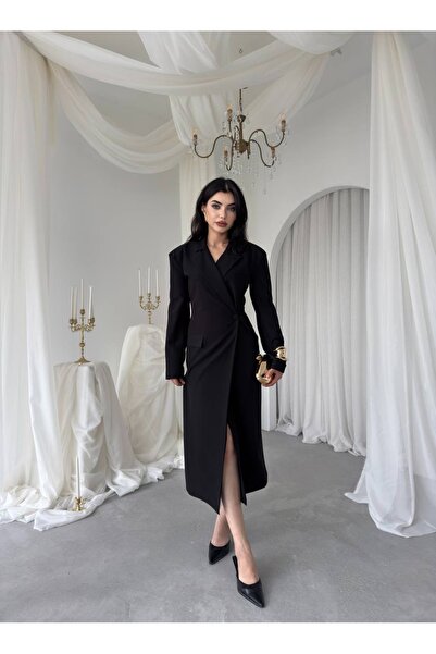 YURELİ Notch Yaka Slim Kadın Elbise