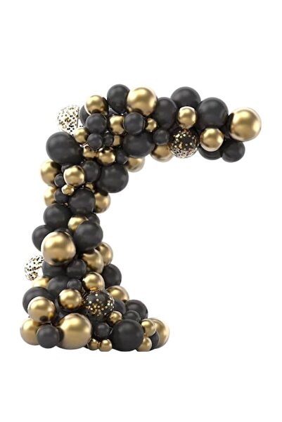 LEIBOO Party Arch Set - 107 Latex Balloons (12/25/30 cm), Black - Gold