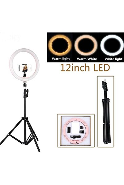 Generic 12 inch LED Ring Light With Tripod Stand And Phone Holder Black