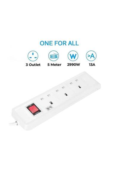 Max Hi (MAX) Original Power Strip 2860W, 5m Cable, 3 Outlets
