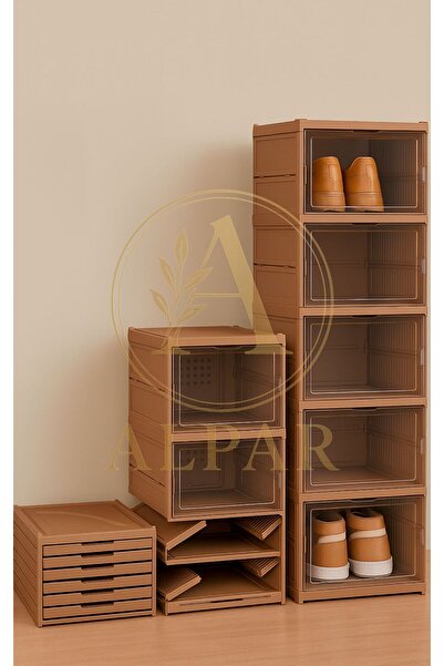 ALPAR 1 Piece 6-Layer Modular Shoe Rack Luxury Shoe Box Set Cabinet Folding Stackable Soil