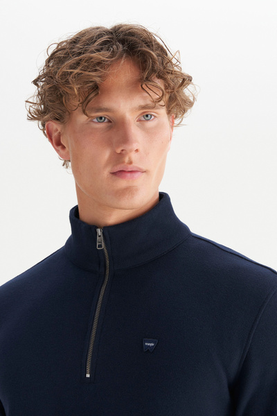 WRANGLER Pamuklu Regular Fit Dik Yaka Fermuarlı Selanik Örgü Sweatshirt