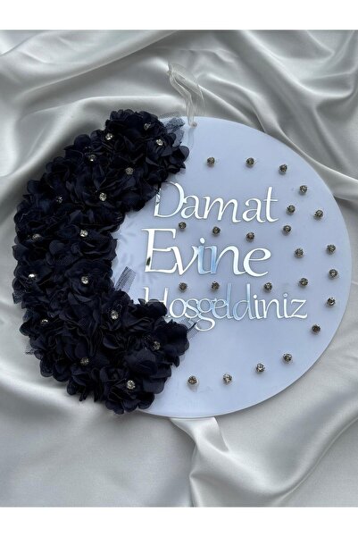 Beyaz pleksi Damat Evine Hoşgeldiniz Kapı Süsü