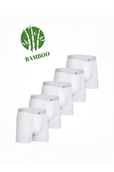 Hmd Συσκευασία με 5 ελαστικό ύφασμα ανδρικά ελαστικά εσώρουχα μπόξερ από λευκό μπαμπού | Μαλακό ύφασμα που δεν εκπλέκει ιδρώτα