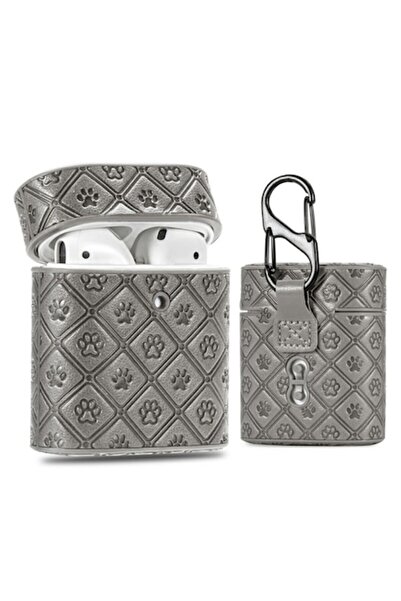 Bibilel Leather Support Case for Apple AirPods 1/2, Gray, BBL1362