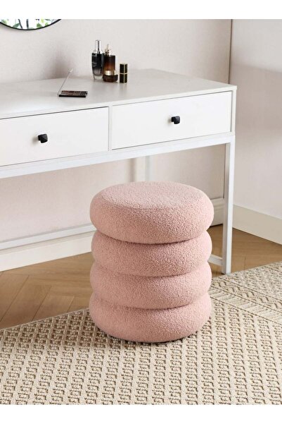 Taimi Boucle Fabric Vanity Chair - Dressing Chair for Bedroom, Dressing Room, Makeup Chair 40x33cm - Pink