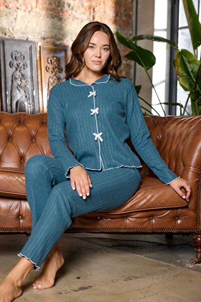 PİJAMOOD KADIN FİTİLLİ KURDELE DETAYLI PİJAMA TAKIMI