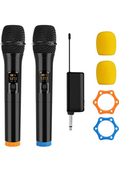 Generic Wireless Microphone UHF Dual Portable Handheld Dynamic Karaoke Mic