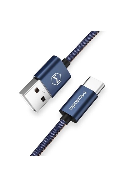 Bibilel Cablu de date Type-C, 1 m, Textil-Denim, Bleumarin (BBL1013)