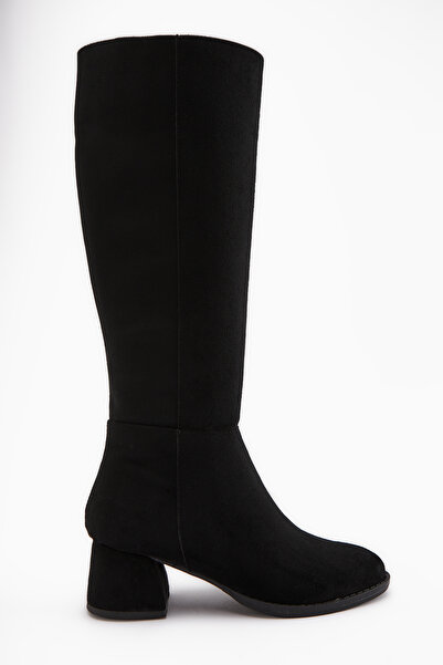 İncimoda Kadın Fermuarlı Diz Altı Boy 5cm Topuklu Çizme