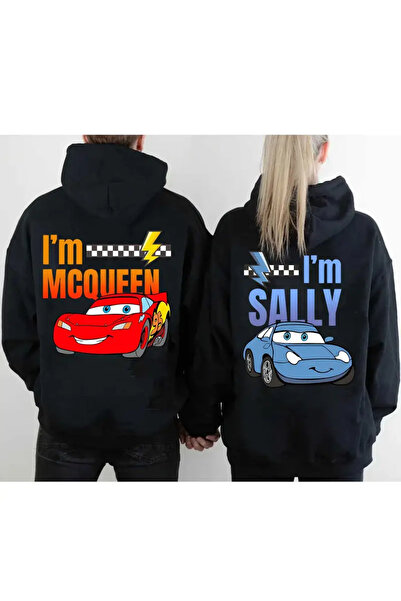 AEMİ Hanorac unisex cu glugă și fermoar, cu imprimeu Sally, negru, oversize (...