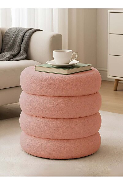 Taimi Boucle Fabric Vanity Chair - Dressing Chair for Bedroom, Dressing Room, Makeup Chair 40x33cm - Pink