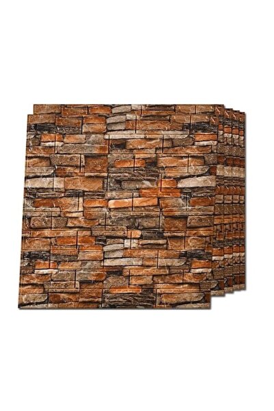GOLD MARKET Set 10 Self-Adhesive 3D Wallpaper Panels, Brick Imitation, Waterproof, 70 x 70 cm, Rust