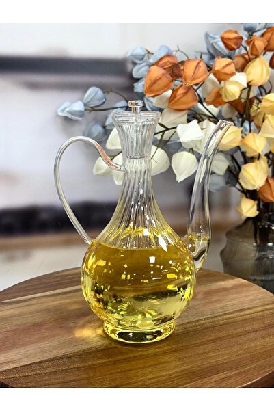 MİEN İBRİKLİ ÇİZGİLİ CAM YAĞDANLIK 750 ML TKEBT Şeffaf