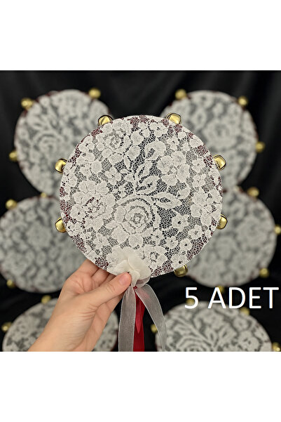 SırmalıHome Kına Gecelerine Özel Dikme Dantel Nedime Tefi(Def) 5 ADET Beyaz B...