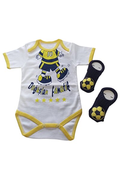 Style Baby Amazing Newborn Unisex Baby, Yellow Navy Blue Fanatic Fan Badi and Accessory Socks Gift Set