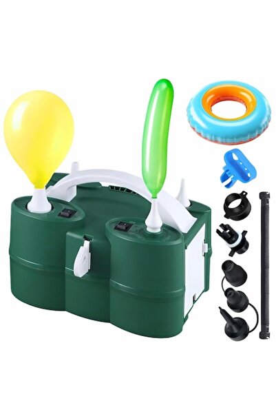 LEIBOO Pompă electrică de umflat baloane, 2 prize, 600W, Plastic, Accesorii incluse, Verde închis