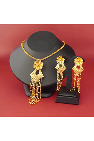 TAKİŞKO ALTIN KAPLAMA TASARIM KOLYE KÜPE SET