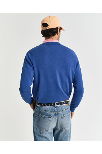 Gant Erkek Mavi Regular Fit Bisiklet Yaka Kazak