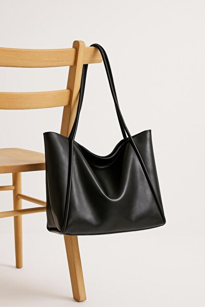 Paul Brand Велика вінтажна м'яка шкіряна сумка-тоут великого об'єму чорного кольору для жінок через плече