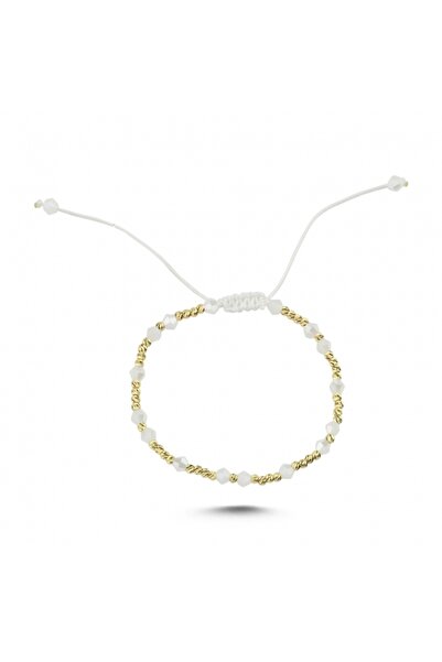 Koçak 14 Ayar Beyaz Taşlı İpli Altın Bileklik