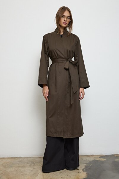 QANU Moon Trench Coat Καφέ