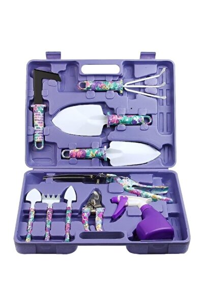 OEM Set of 10 gardening accessories, storage bag included, stainless steel, 37 x 28 cm, Purple