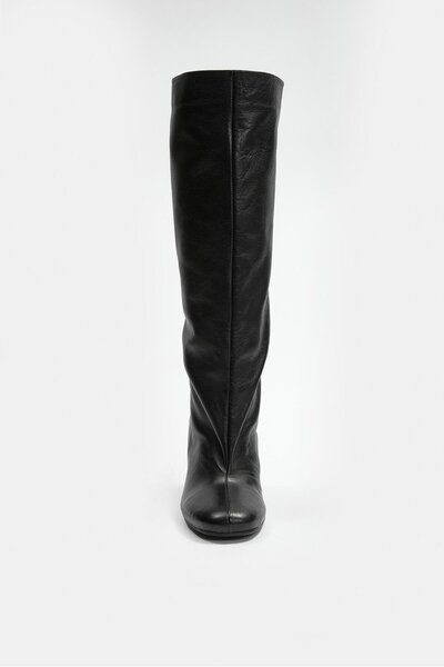 NILUFARR Megane Black Genuine Leather Women's Heeled Boots