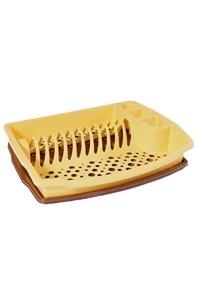 sterk STERK Dish and Cutlery Drainer, 43 x 33.5 x 7 cm, with Tray, Yellow/Brown