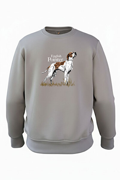 WİDİ Φούτερ από 100% βαμβάκι με στάμπα Hunting English Pointer Hunting Dog, κανονική εφαρμογή, 3 κλωστές, ανοιχτόχρωμο
