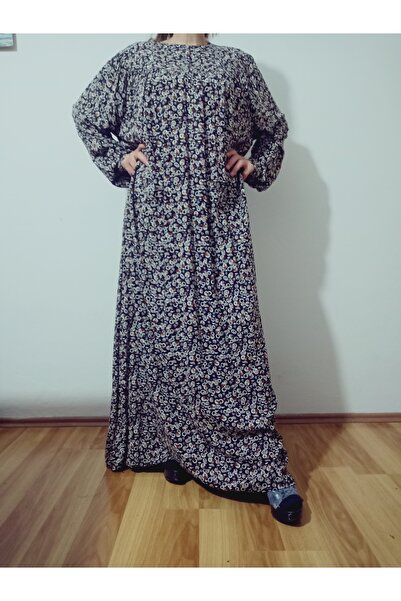 hoaryage Robadan Uzun Kollu %100 Viskon Basma Çiçekli Anne ELBİSE, Namaz Elbi...