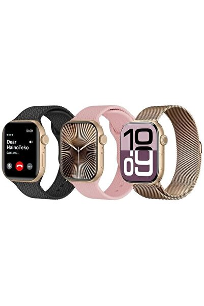 HAINOTEKO ساعة ذكية SQ17 مع شاشة AMOLED، 3 أزواج من الأشرطة