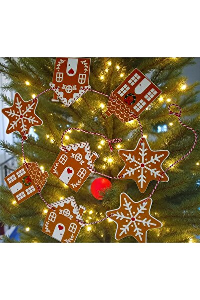 Armada Πρωτοχρονιάτικο πανό για τον τοίχο, το παράθυρο και το δέντρο σε σχήμα σπιτιού και νιφάδα χιονιού σε χρώματα μελόψωμου μπισκότου