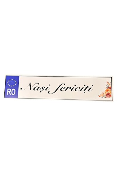 OEM Placuta numere masina pentru nunta Nasi fericiti, 52x12cm, MDF