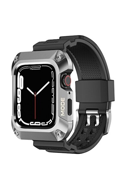 OEM Protective Metal Case + Strap for Apple Watch 44mm (RuggedArmor C40, Silver)