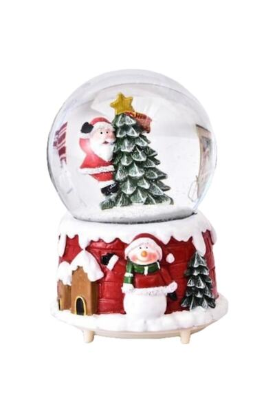 GOLD MARKET Glob de Crăciun cu Moș Crăciun pe un brad înzăpezit, diametru 4,5...