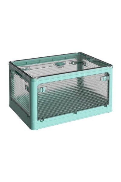GOLD MARKET Foldable storage box with lid and wheels, 29 L, plastic, 40 x 29 x 24 cm, light blue