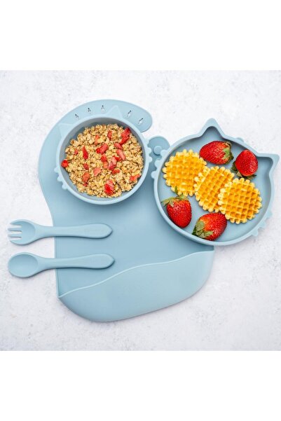 APPEKIDS Sada na diverzifikáciu Kitty Aqua Blue, 100 % silikón, od 6 mesiacov