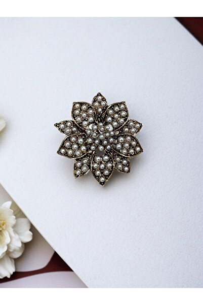 FAYRA ACCESSORIES Kristal Taşlı Çiçek Broş