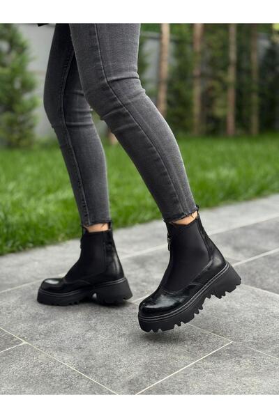 DİVA Μαύρα Ρουστίκ ελαστικό ύφασμα Γυναικεία Casual Παπούτσια