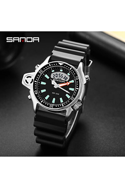 Sanda Men's Wristwatch Casual Fashion Sport Quartz Black Silver