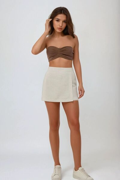 Hiccup Linen Look Mini Shorts Skirt