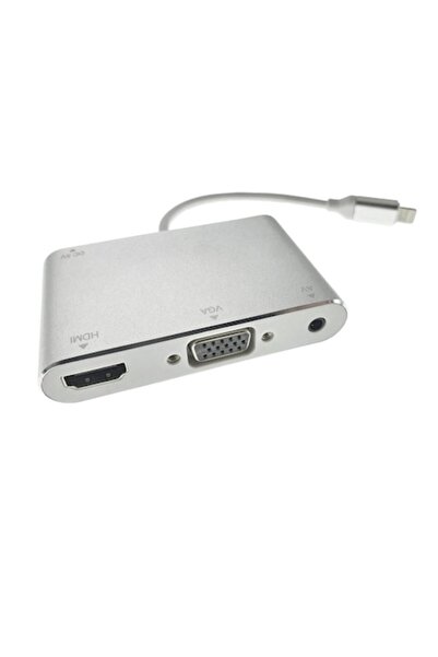 OEM AV adapter for Apple (Lightning to HDMI/VGA/3.5mm), microUSB powered, Silver