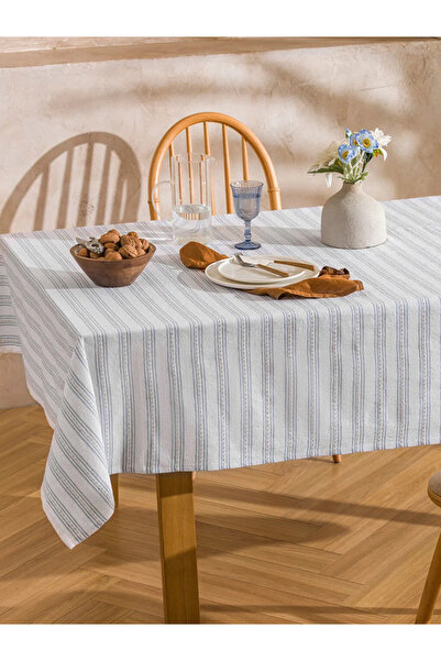 LC Waikiki Lcw Home Blue Line Embroidered Tablecloth 140X180 cm